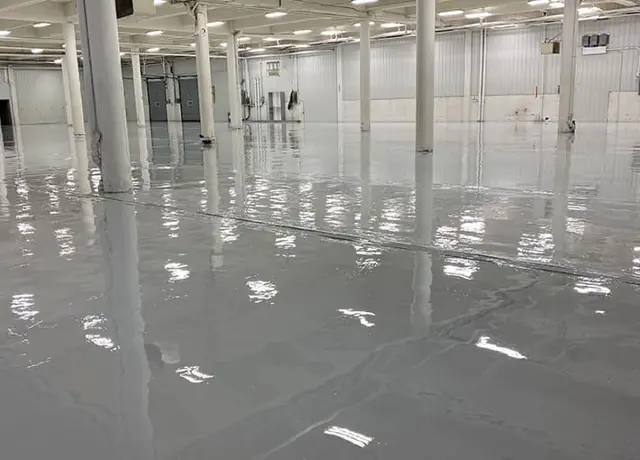 Epoxy-coated warehouse floor