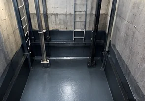 Completed lift pit waterproofing