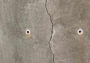 PU injection grouting: crack identified and packers fixed