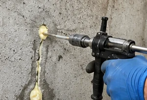 PU resin injection through the packers