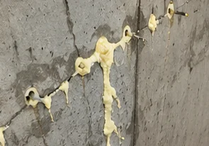 Resin expanding along the crack