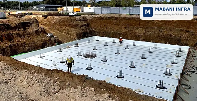 HDPE membrane over a raft foundation